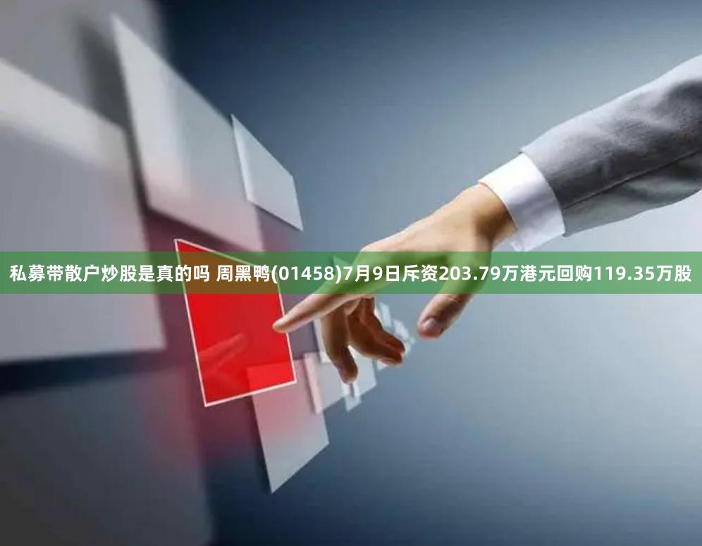 私募带散户炒股是真的吗 周黑鸭(01458)7月9日斥资203.79万港元回购119.35万股